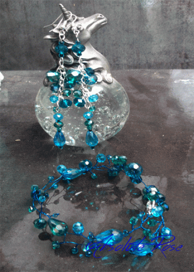 Дизайнерскa кристална гривна и обици серия Sea Charm